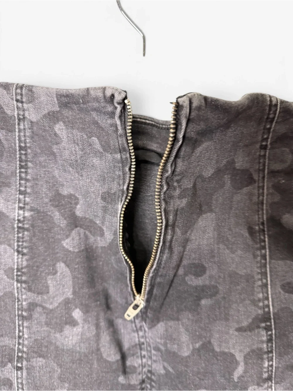Free People Charcoal Gray Camo Denim Mini Skirt Size 6